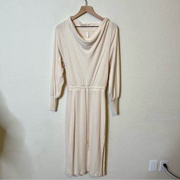 Anthropologie Daily Practice Cowl Neck Midi Dress Cream Sweater Dress Size XS - Picture 9 of 13